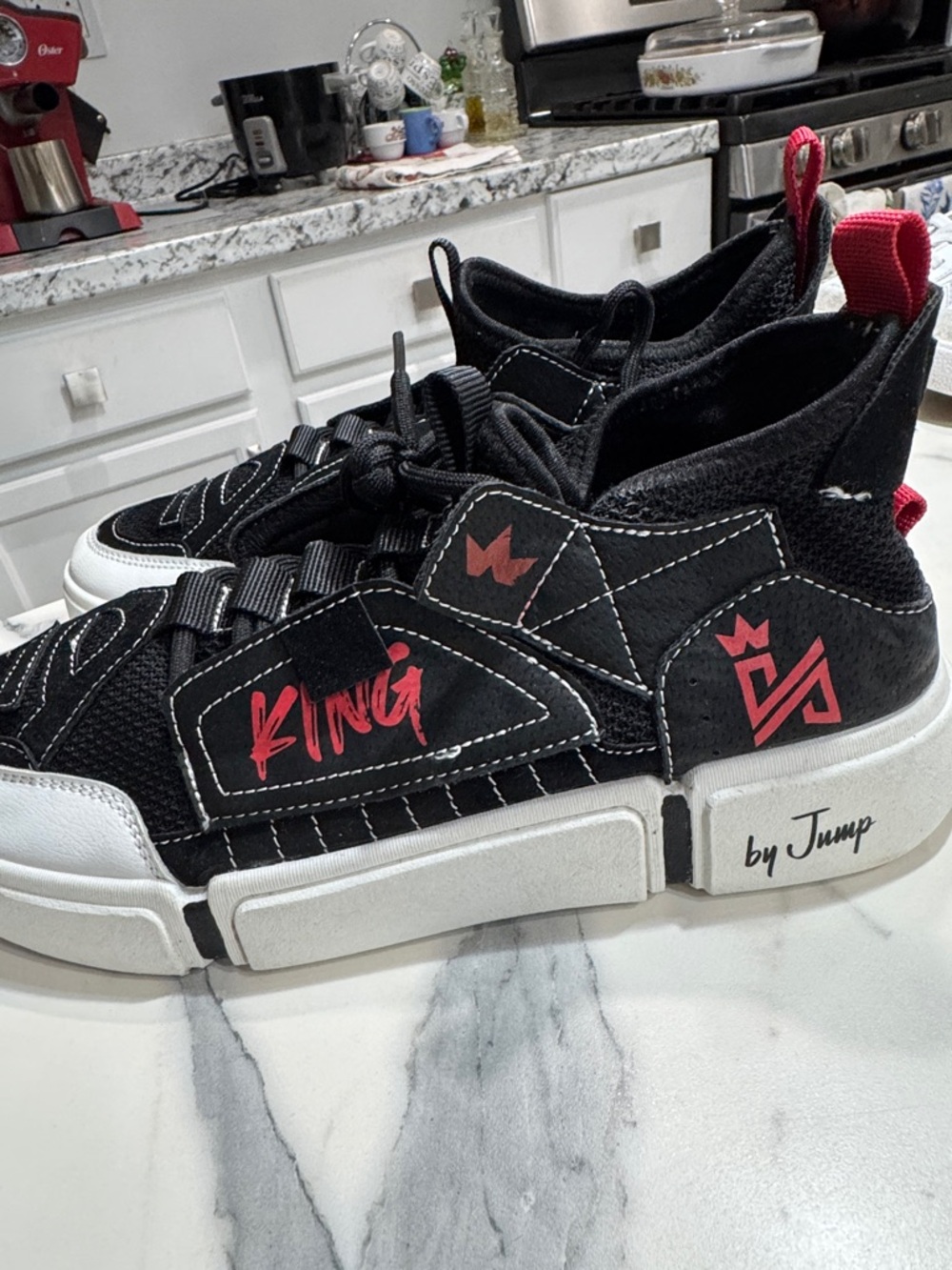 King by Jump Black & Red Street Sneakers